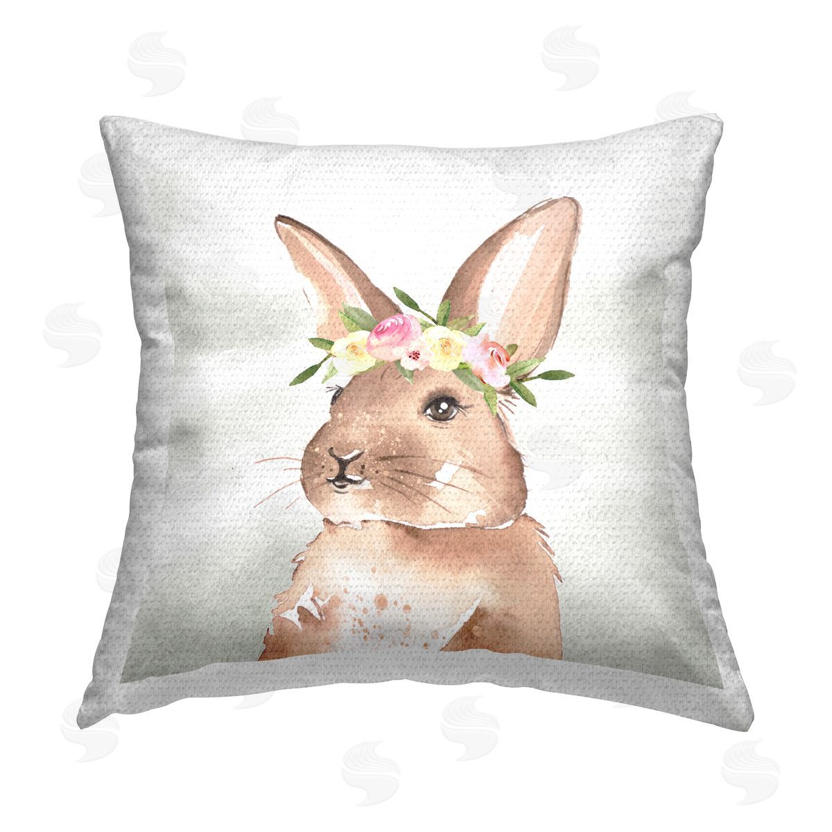 Enya Todd Bunny with Flower Crown Outdoor Quick-Dry Polyester Printed Throw Pillow