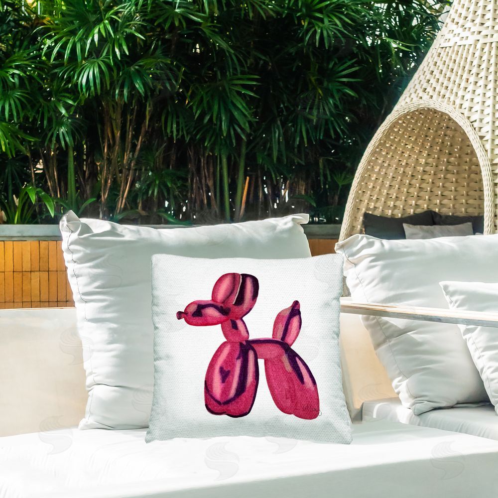 Ale Saiz Studio Abstract Balloon Animal Outdoor Quick-Dry Polyester Printed Throw Pillow in Back Yard