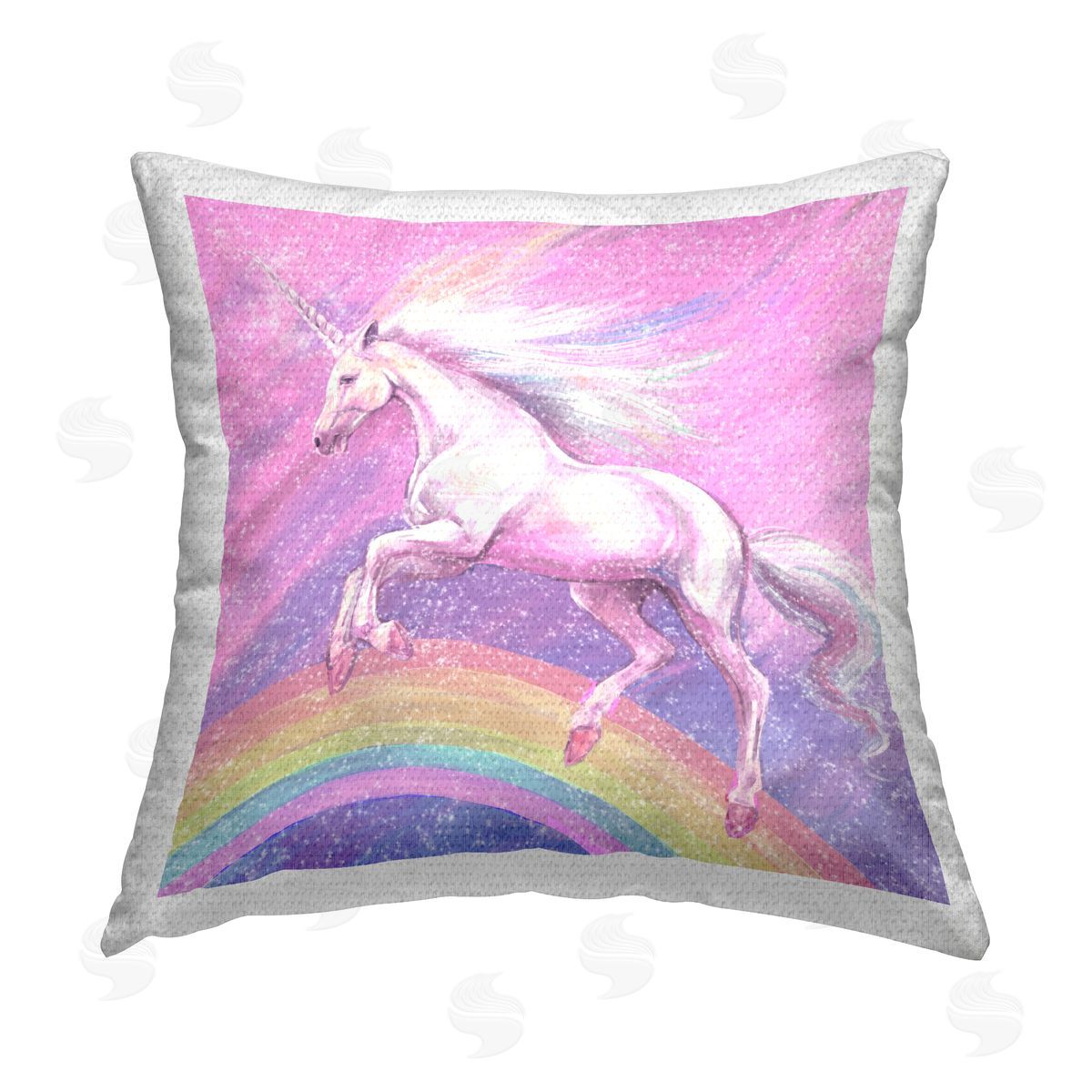 Ziwei Li Unicorn Over Rainbow Outdoor Quick-Dry Polyester Printed Throw Pillow