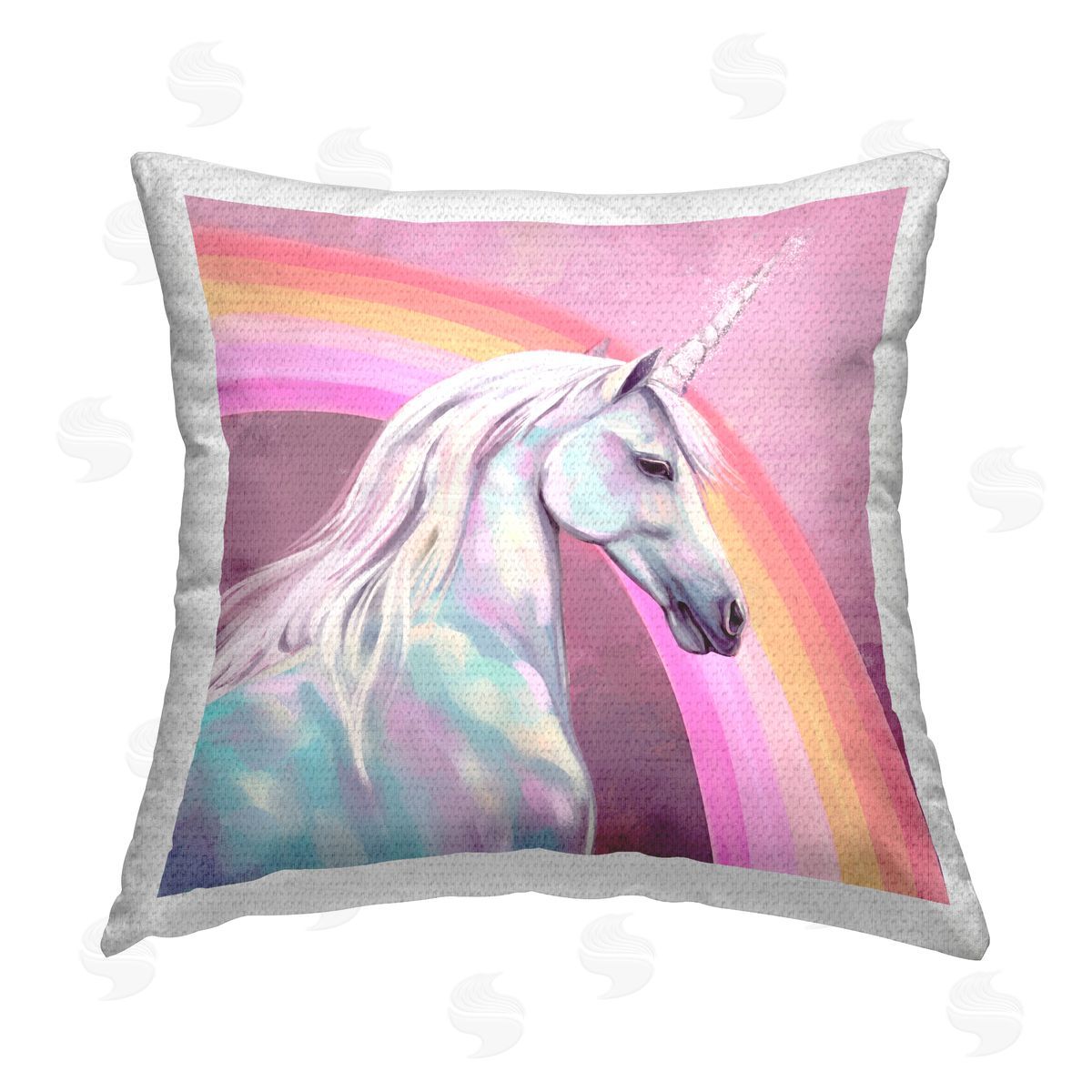 Ziwei Li Unicorn & Rainbow Portrait Outdoor Quick-Dry Polyester Printed Throw Pillow