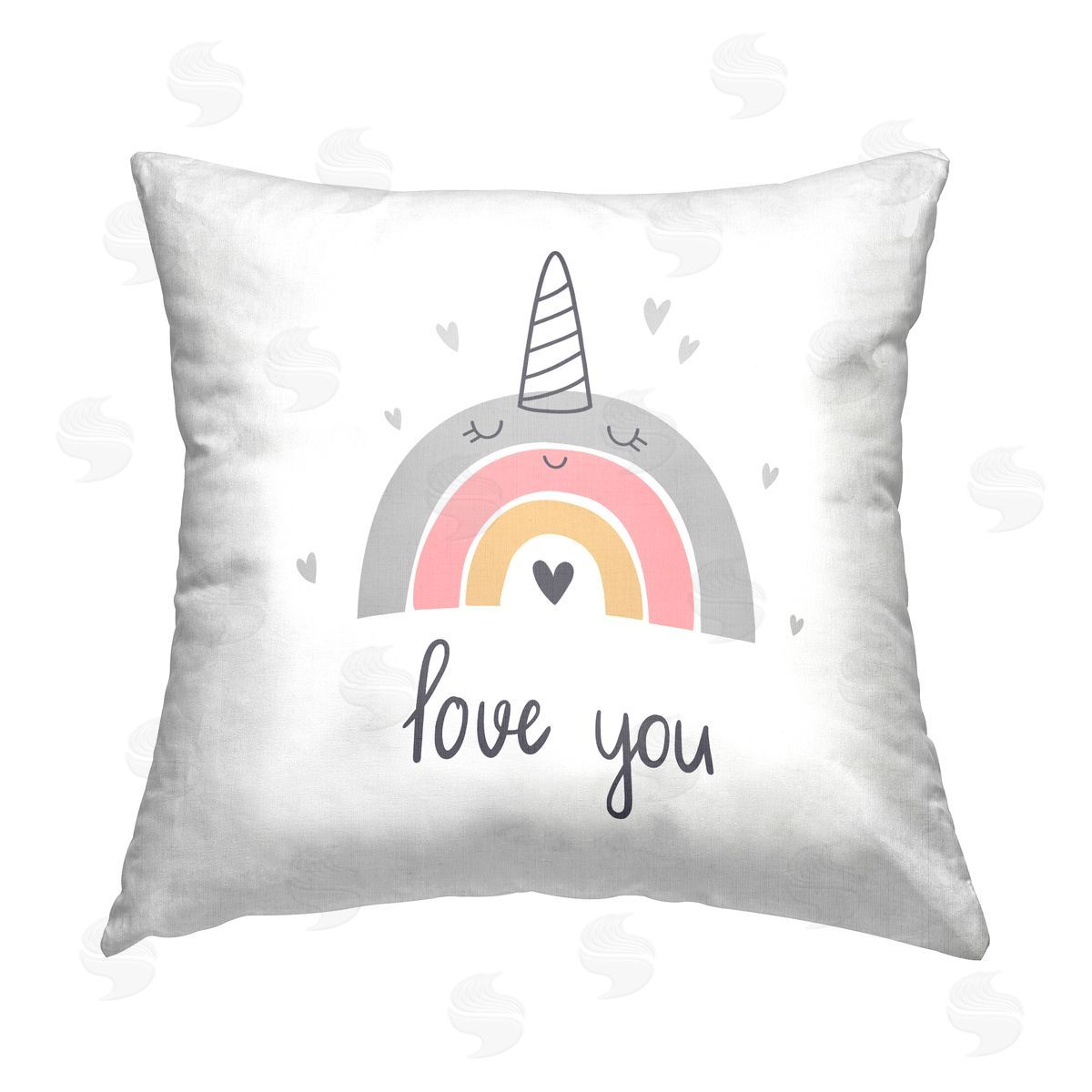 LSR Design Studio Love You Unicorns Rainbow, Love You Unicorn Rainbow Printed Plush Polyester Throw Pillow