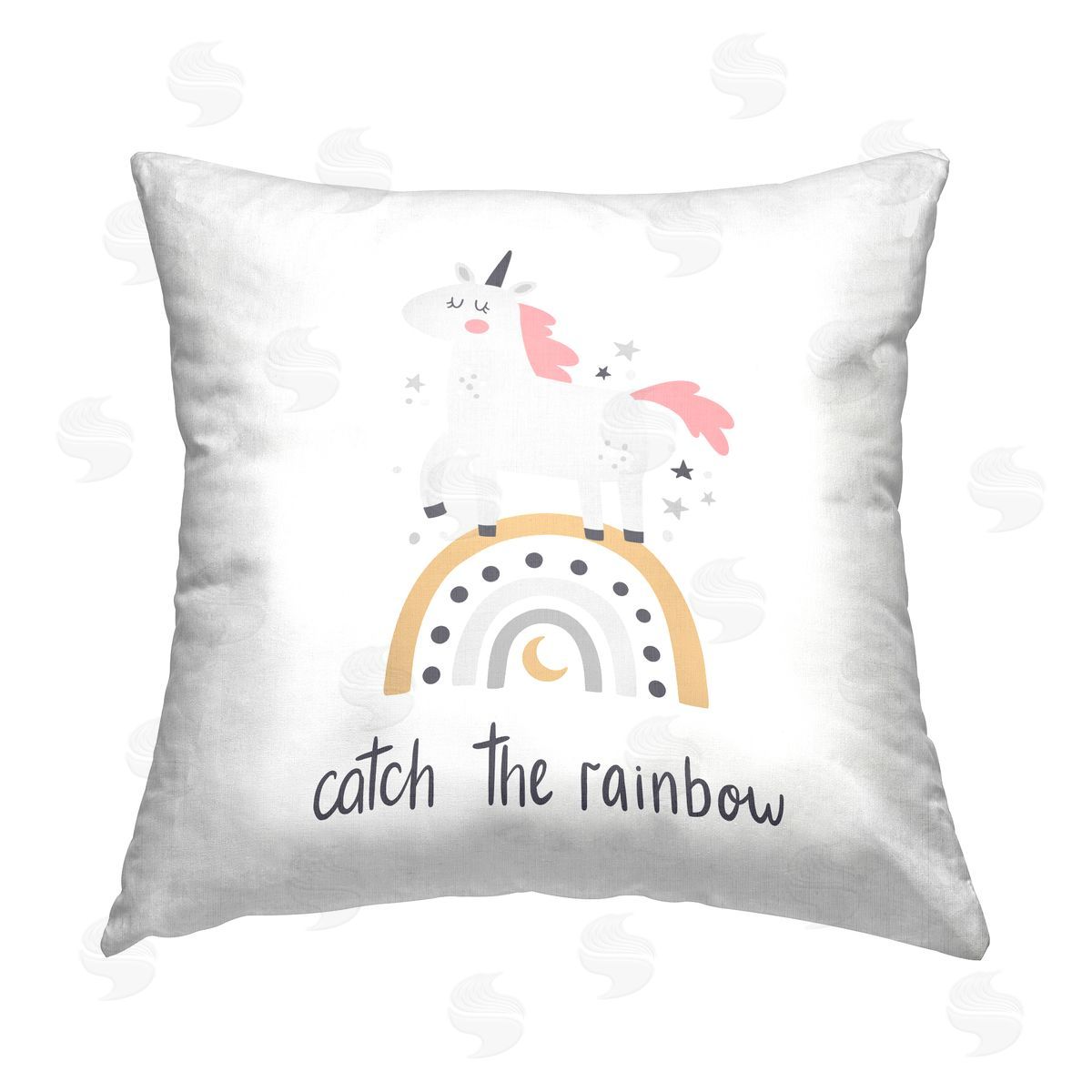 LSR Design Studio Catch The Rainbow Phrase Printed Plush Polyester Throw Pillow