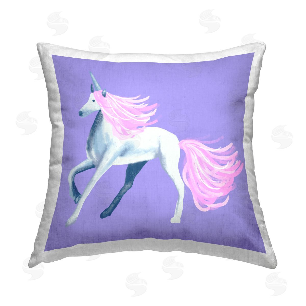 Thimblepress Purple & Pink Unicorn Printed Plush Polyester Throw Pillow