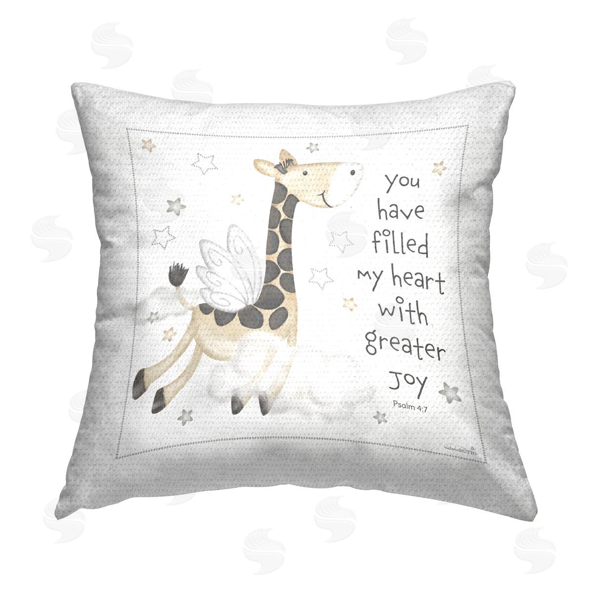 Victoria Hutto Psalm 4:7 Giraffe Phrase Outdoor Quick-Dry Polyester Printed Throw Pillow