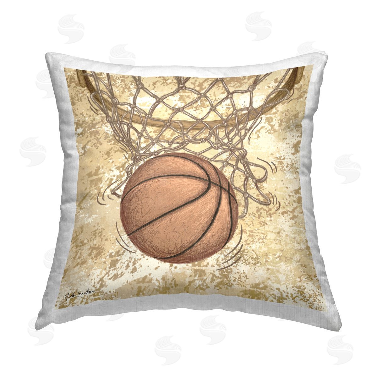 Nidhi Wadhwa Basketball in Hoop Printed Plush Polyester Throw Pillow