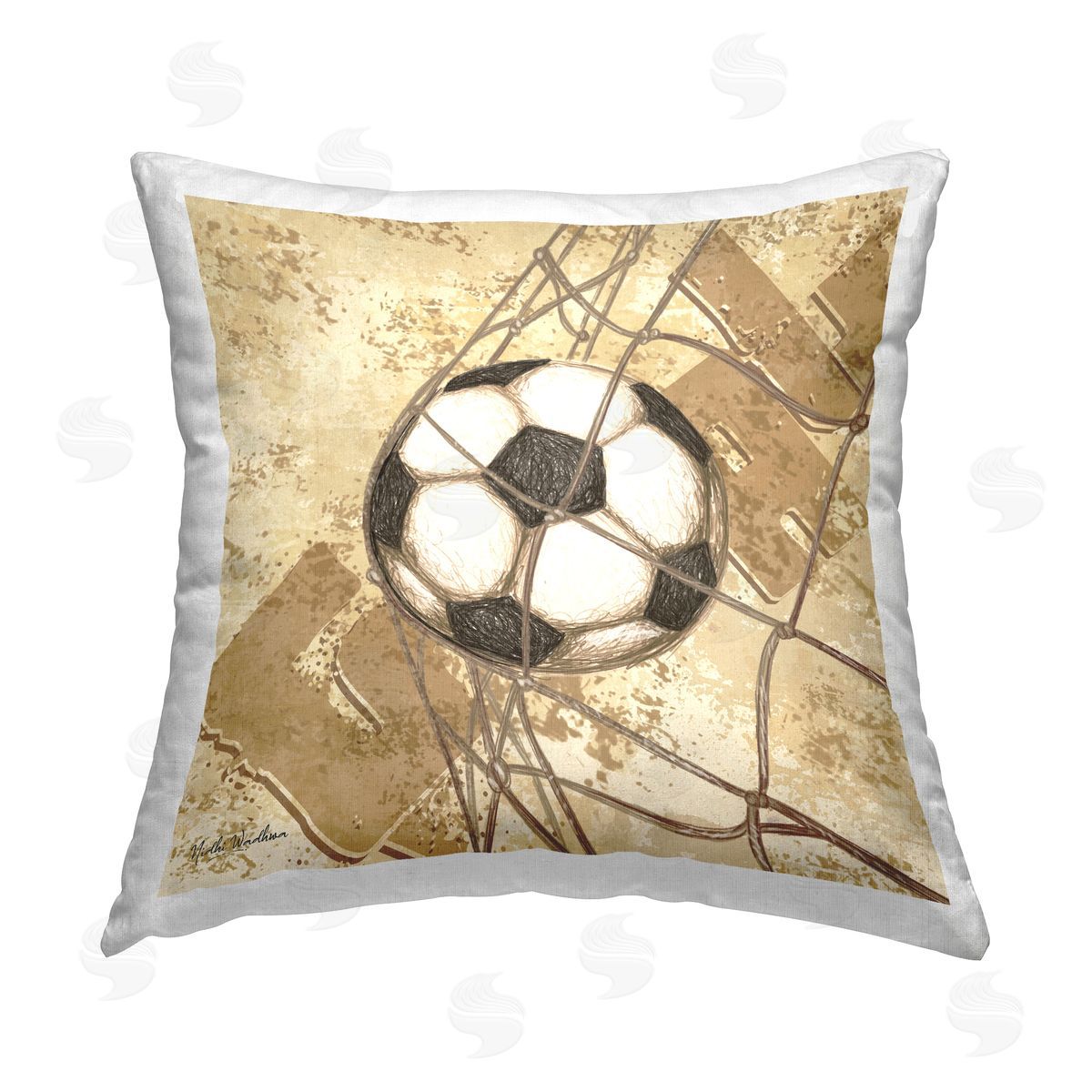 Nidhi Wadhwa Soccer Ball Goal Printed Plush Polyester Throw Pillow