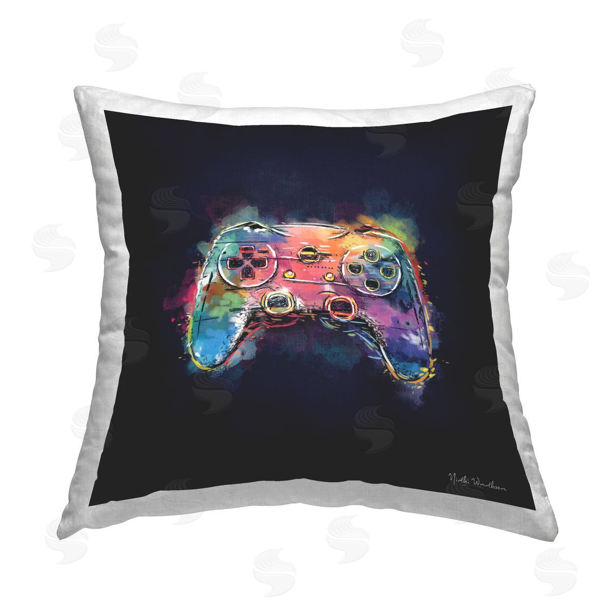 Nidhi Wadhwa Modern Game Controller Printed Plush Polyester Throw Pillow