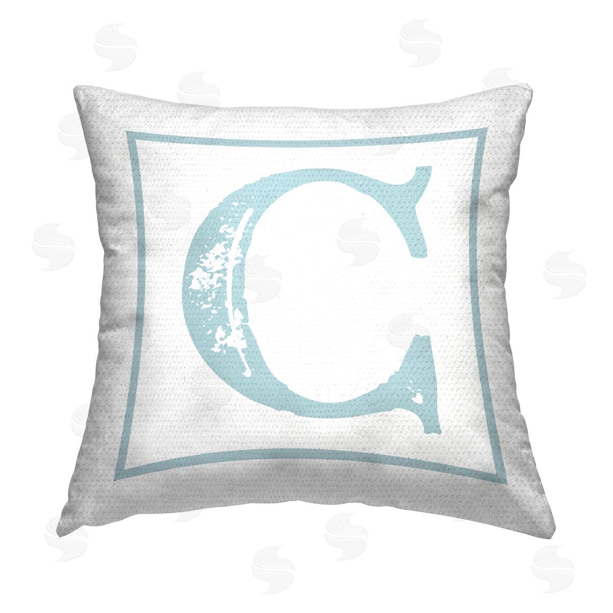 Stupell Studio Blue & White C Initial Outdoor Quick-Dry Polyester Printed Throw Pillow