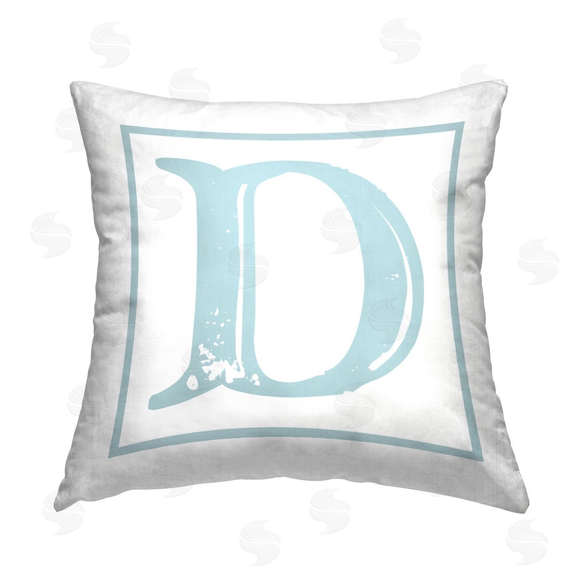 Stupell Studio Blue D Letter Printed Plush Polyester Throw Pillow