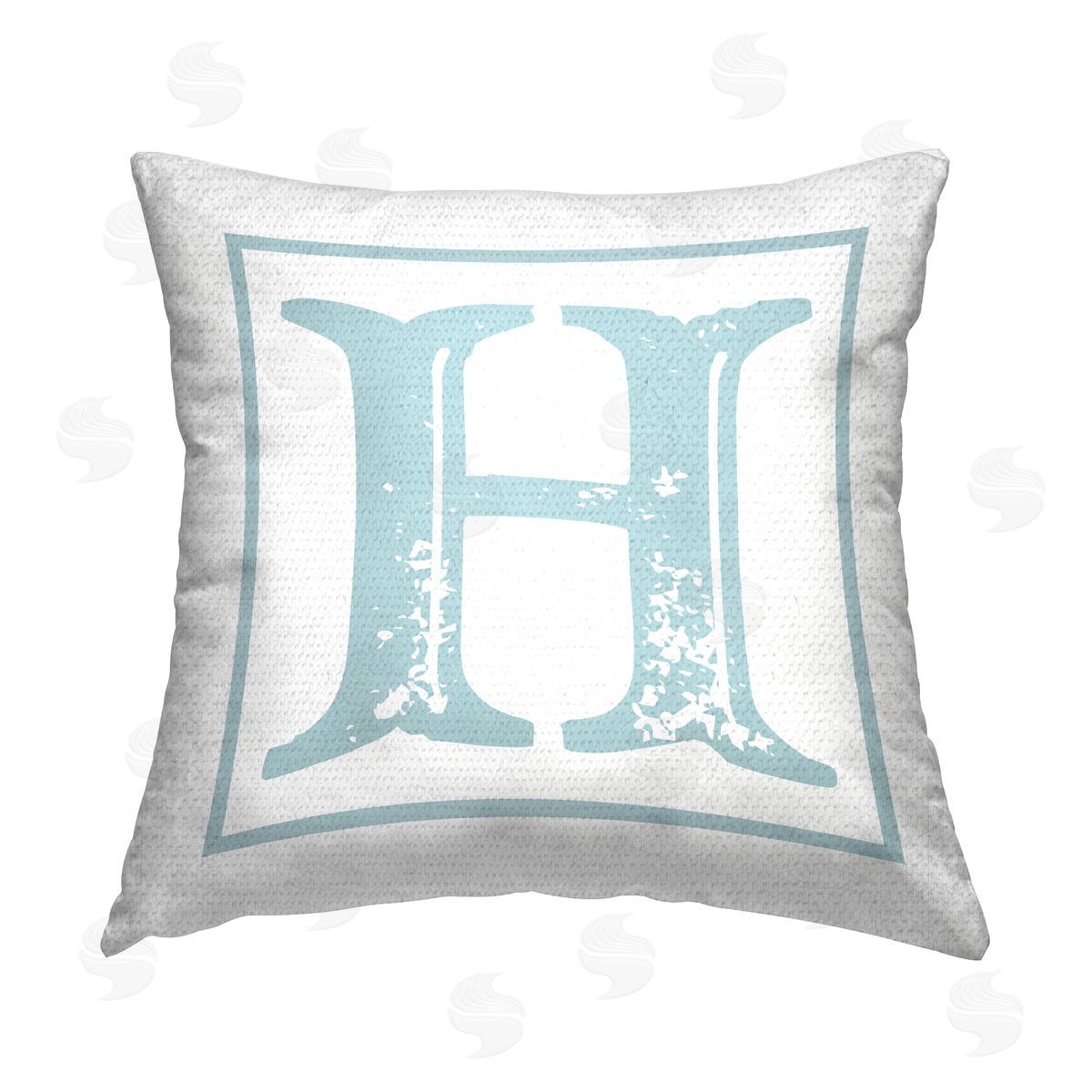 Stupell Studio Blue H Letter Outdoor Quick-Dry Polyester Printed Throw Pillow