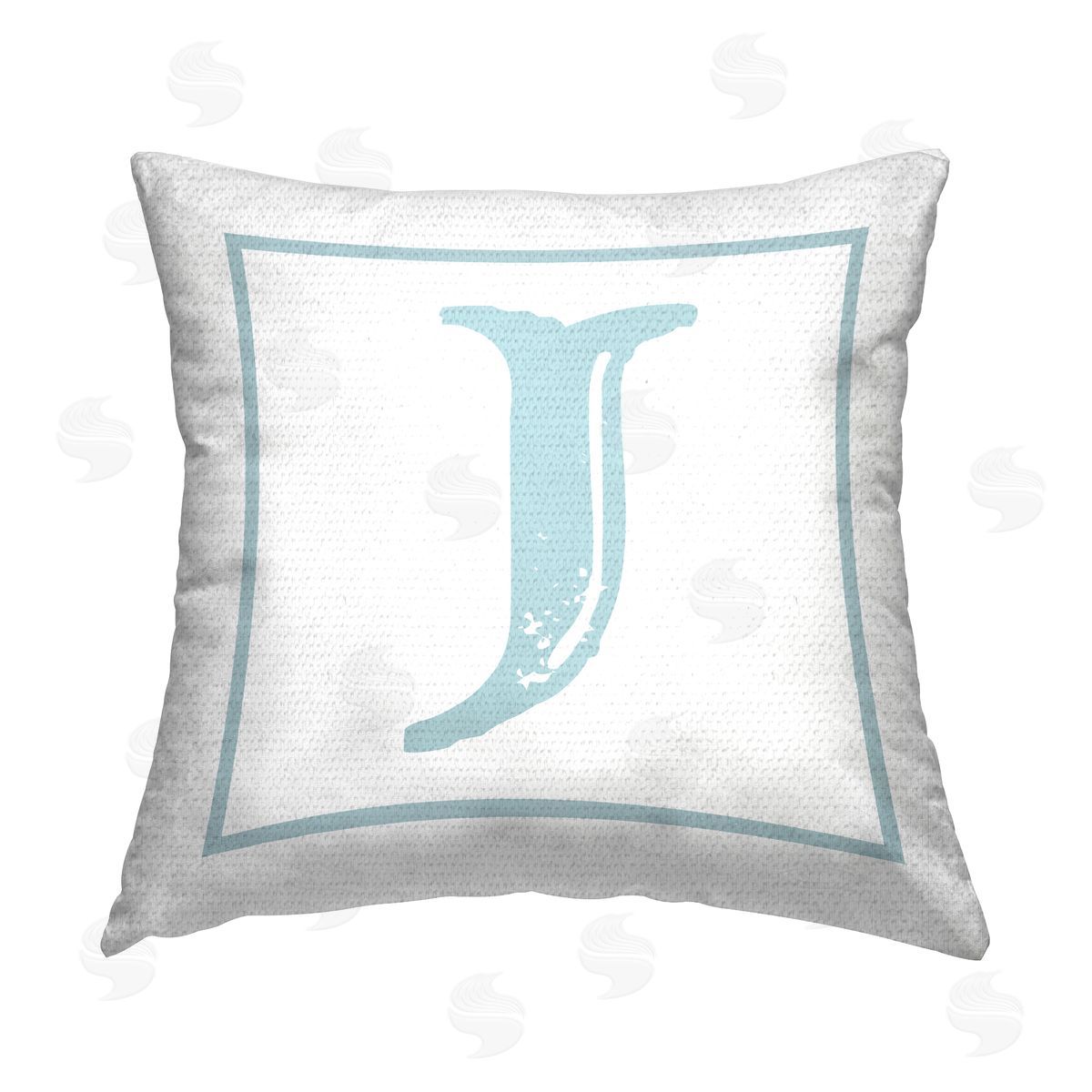 Stupell Studio Blue J Alphabet Letter Outdoor Quick-Dry Polyester Printed Throw Pillow