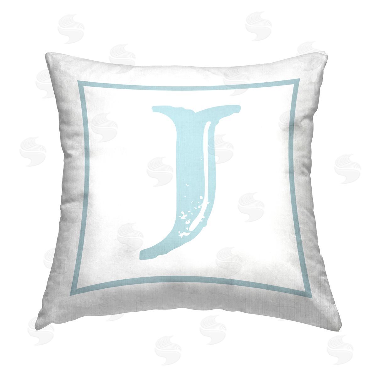 Stupell Studio Blue J Alphabet Letter Printed Plush Polyester Throw Pillow