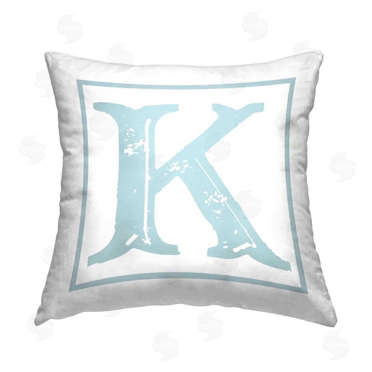 Stupell Studio Blue K Letter Printed Plush Polyester Throw Pillow