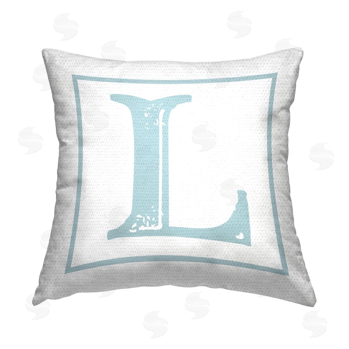 Stupell Studio Blue L Initial Letter Outdoor Quick-Dry Polyester Printed Throw Pillow