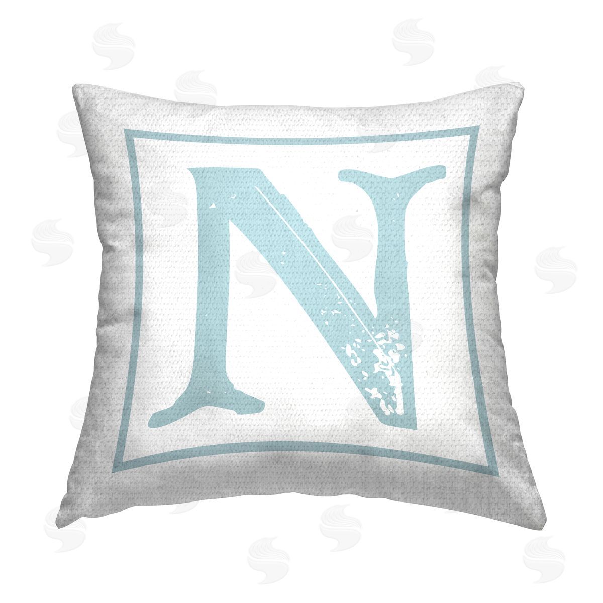 Stupell Studio Blue N Initial Outdoor Quick-Dry Polyester Printed Throw Pillow