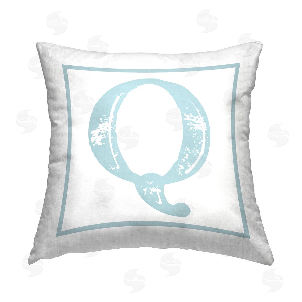 Stupell Studio Blue Q Letter Initial Printed Plush Polyester Throw Pillow