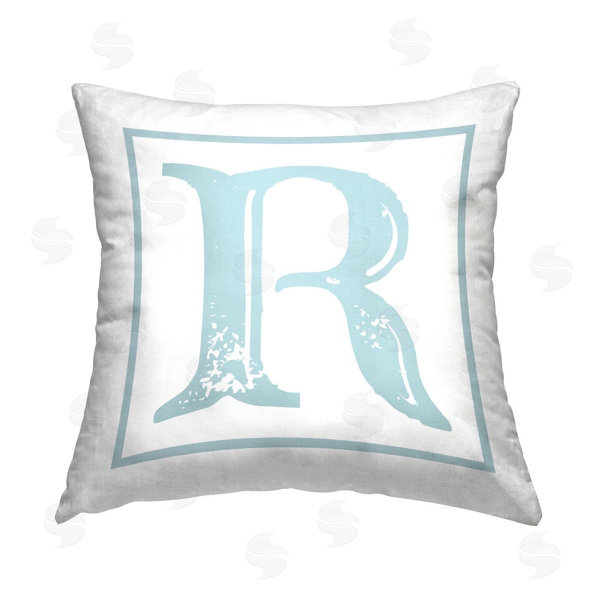 Stupell Studio Blue R Initial Letter Printed Plush Polyester Throw Pillow