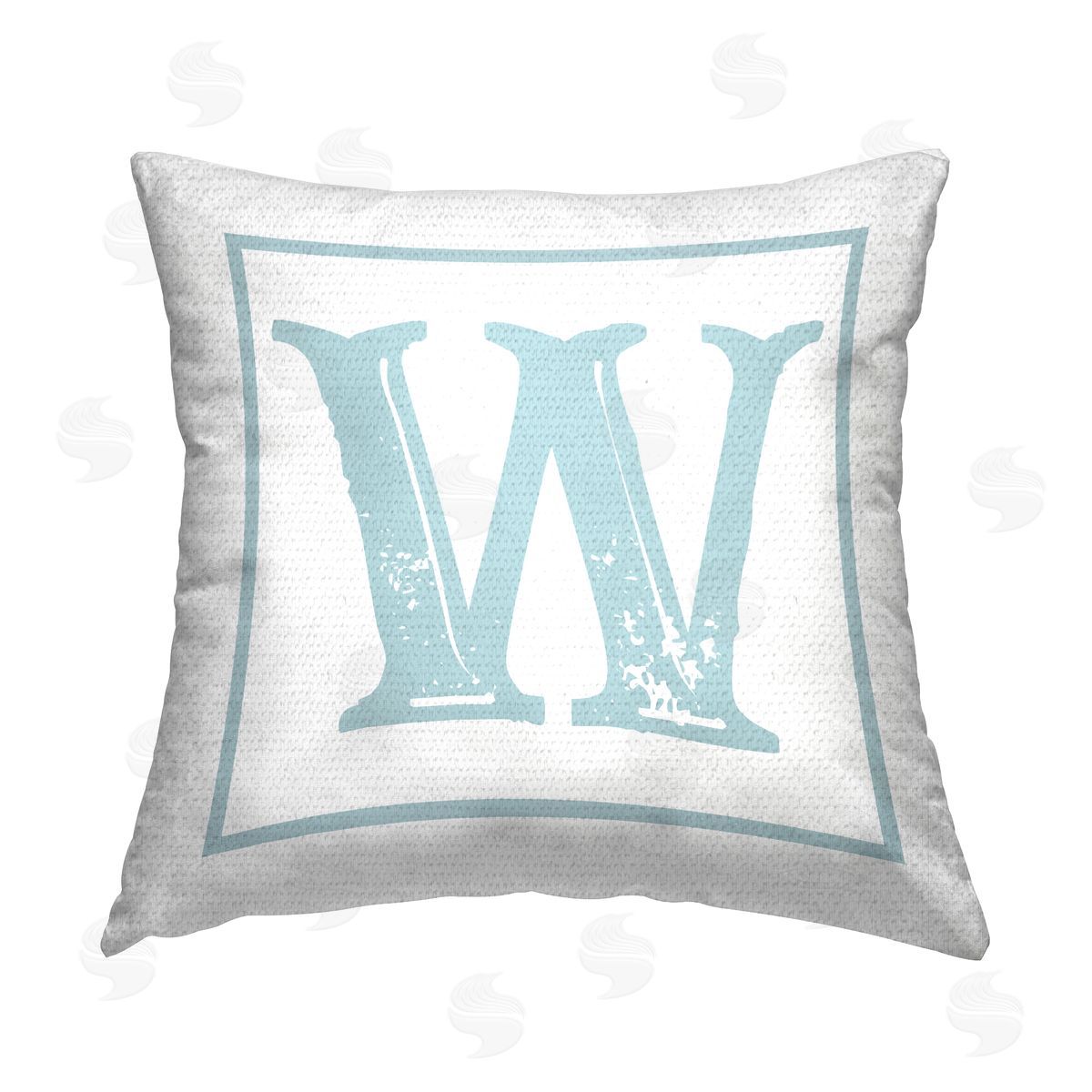 Stupell Studio Blue W Initial Letter Outdoor Quick-Dry Polyester Printed Throw Pillow