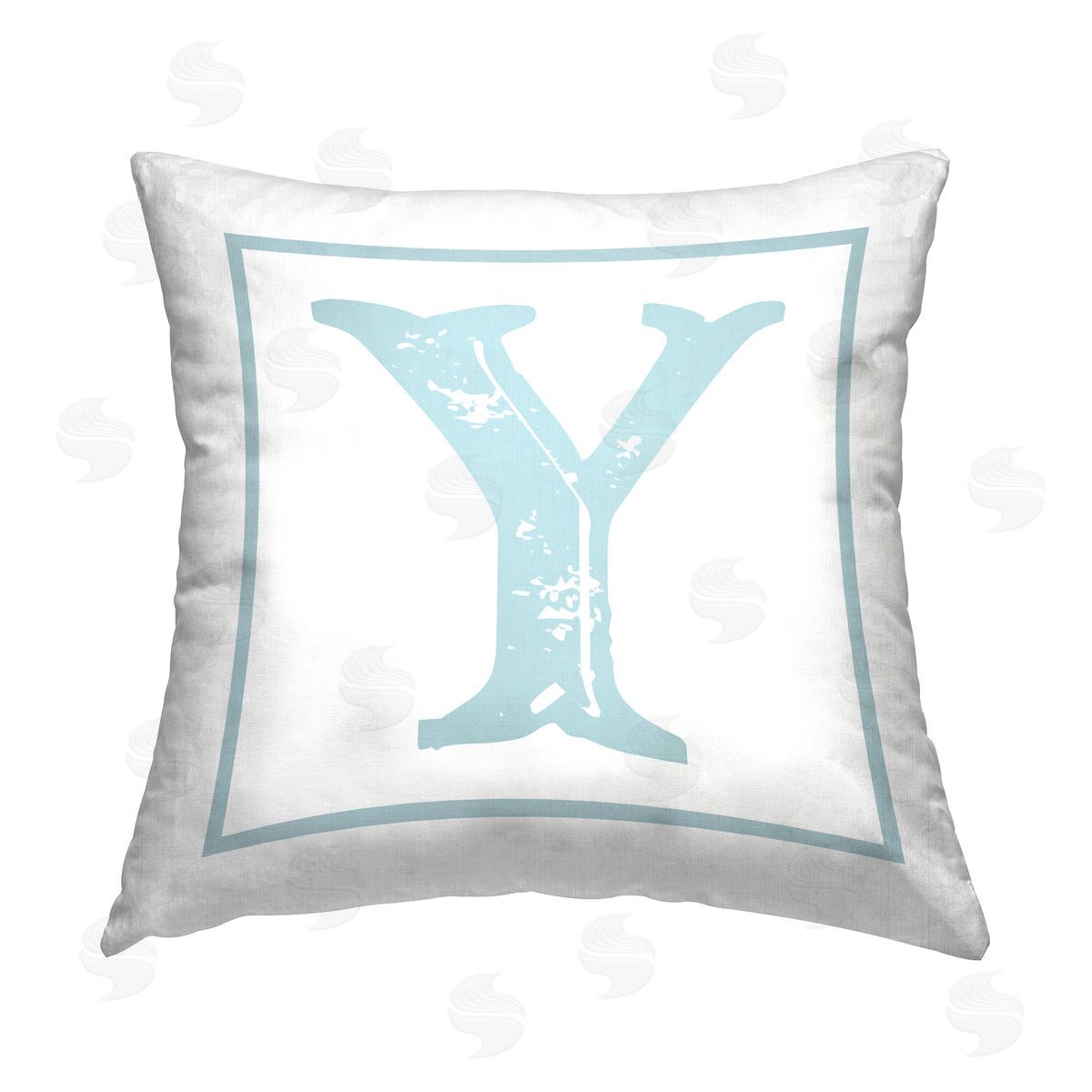 Stupell Studio Blue Y Alphabet Initial Printed Plush Polyester Throw Pillow