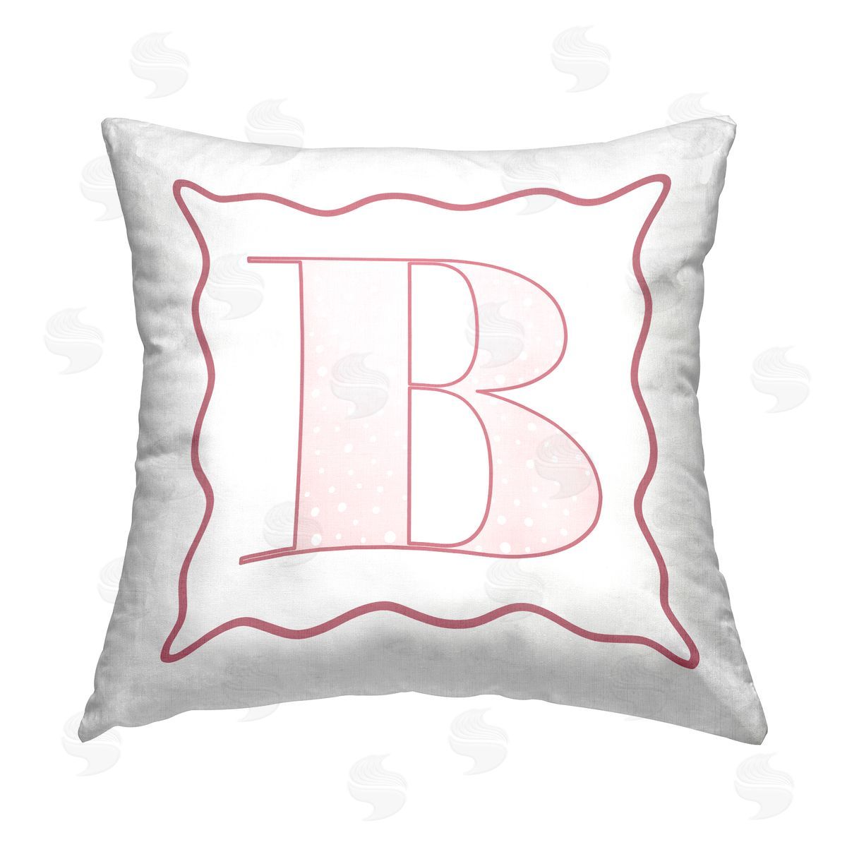 Stupell Studio Pink B Patterned Letter Printed Plush Polyester Throw Pillow
