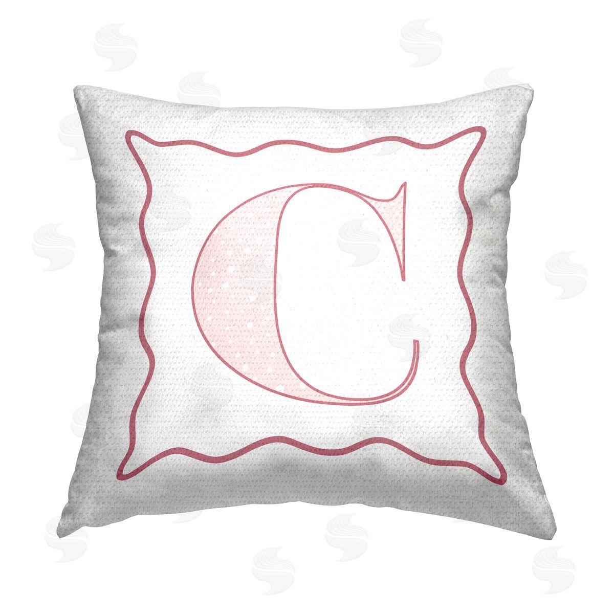 Stupell Studio Pink C Patterned Initial Outdoor Quick-Dry Polyester Printed Throw Pillow