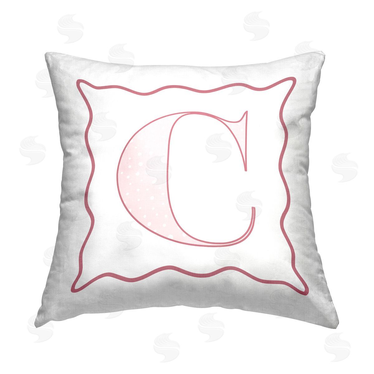 Stupell Studio Pink C Patterned Initial Printed Plush Polyester Throw Pillow