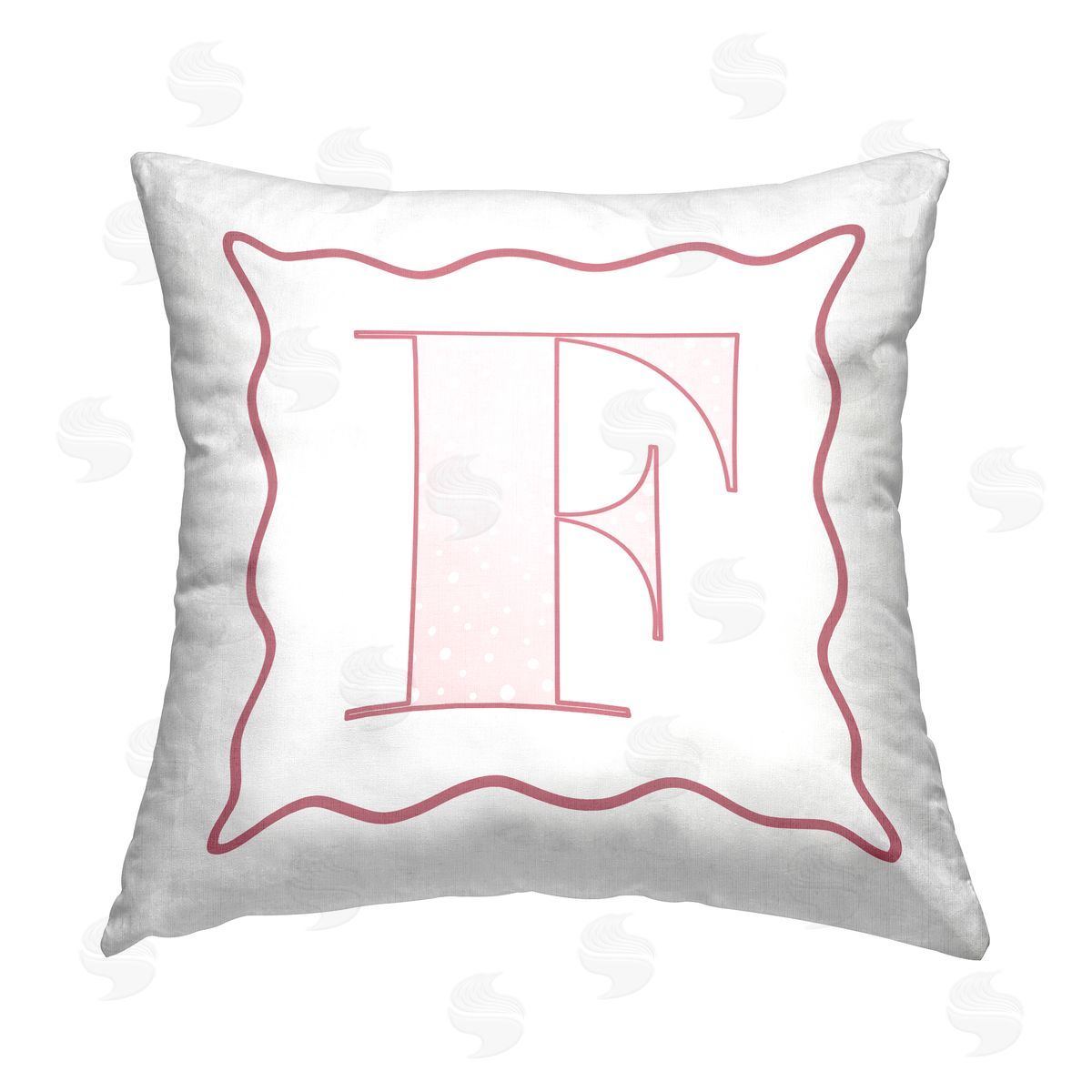 Stupell Studio Pink Patterned F Letter Printed Plush Polyester Throw Pillow