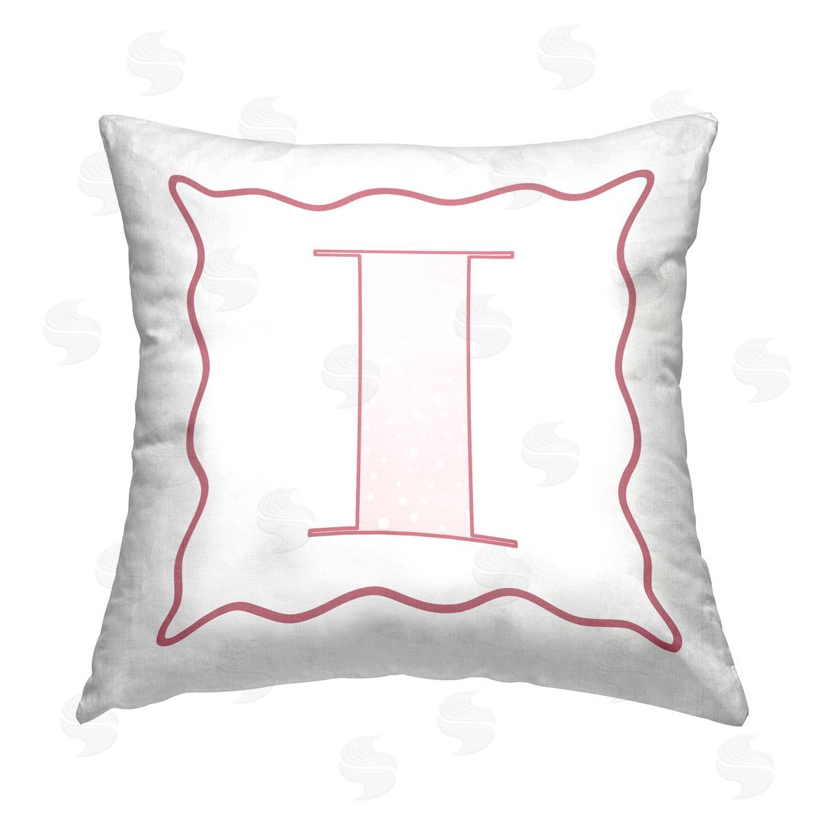 Stupell Studio Pink I Patterned Letter Printed Plush Polyester Throw Pillow