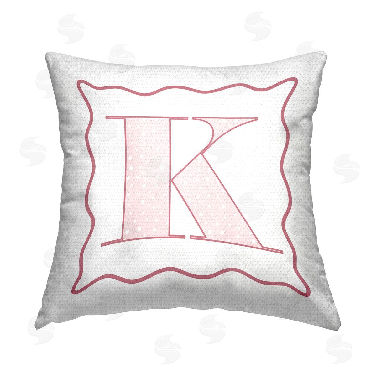 Stupell Studio Pink Patterned K Initial Outdoor Quick-Dry Polyester Printed Throw Pillow