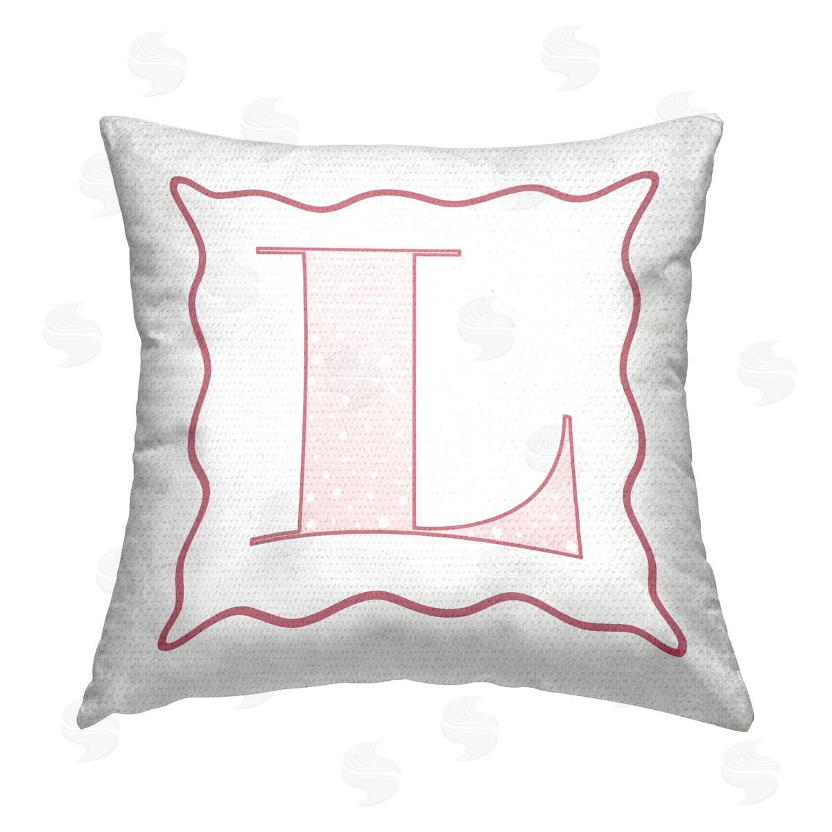 Stupell Studio Patterned Pink L Letter Outdoor Quick-Dry Polyester Printed Throw Pillow