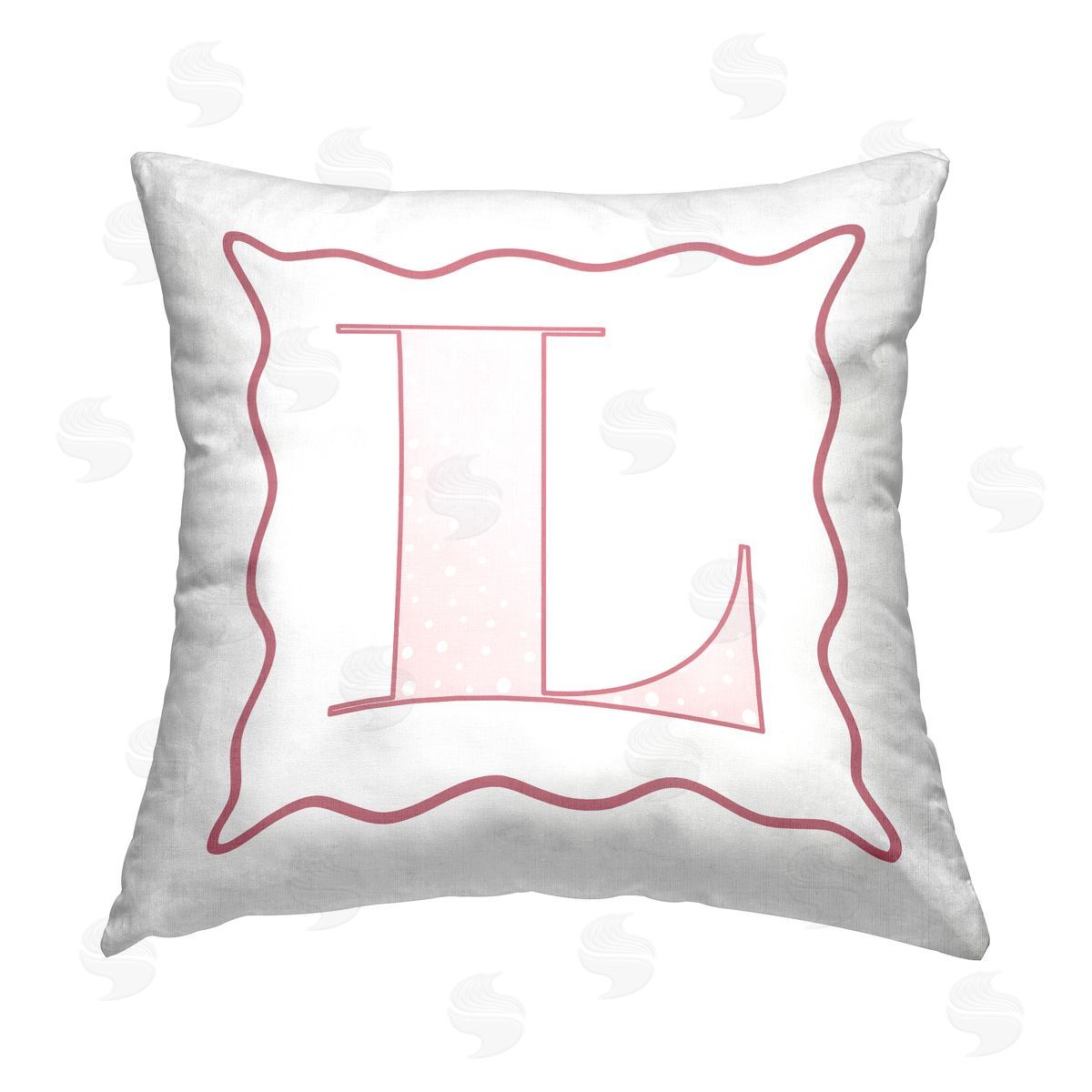 Stupell Studio Patterned Pink L Letter Printed Plush Polyester Throw Pillow