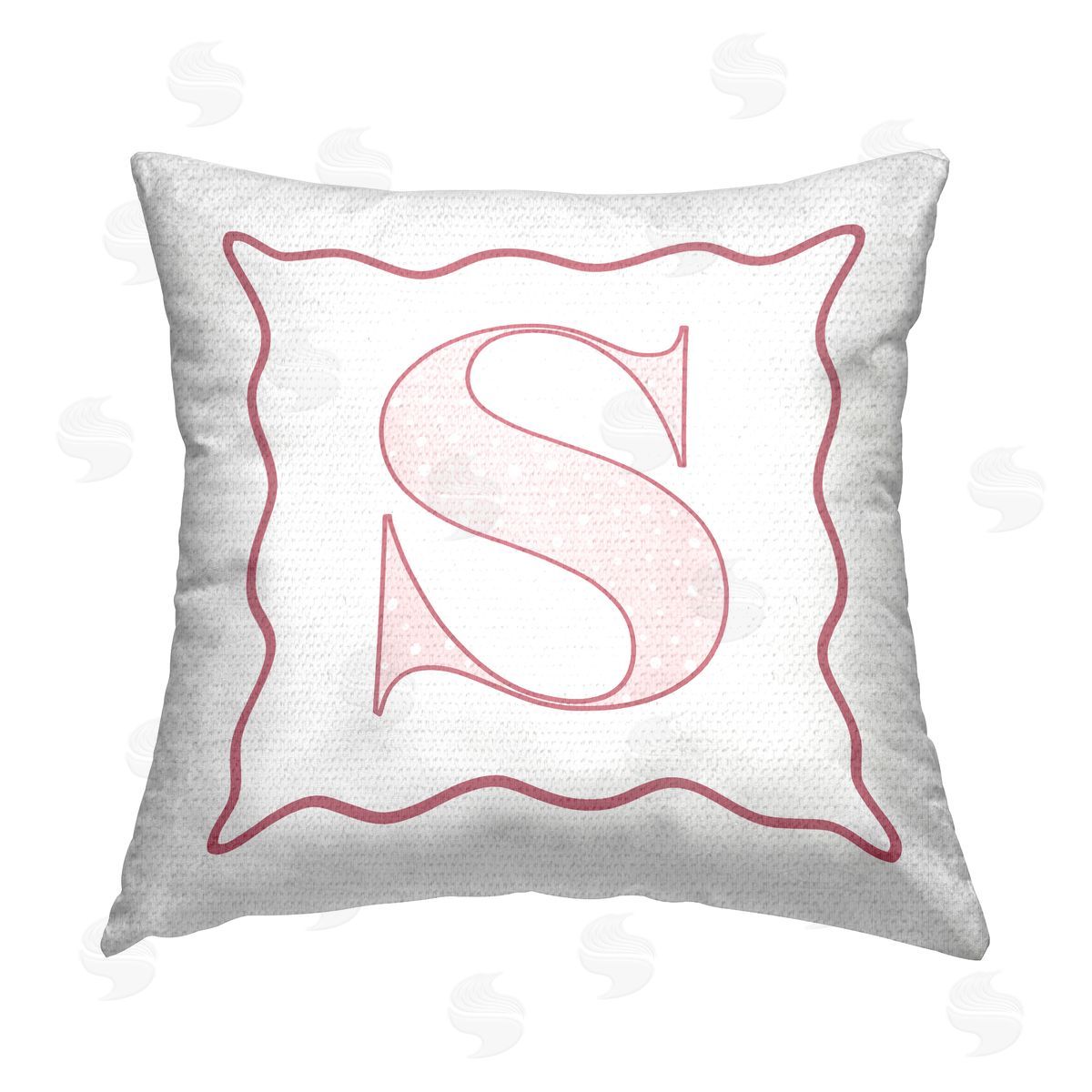 Stupell Studio Pink Patterned S Initial Outdoor Quick-Dry Polyester Printed Throw Pillow