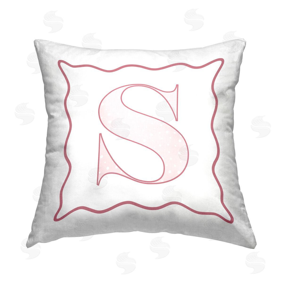 Stupell Studio Pink Patterned S Initial Printed Plush Polyester Throw Pillow