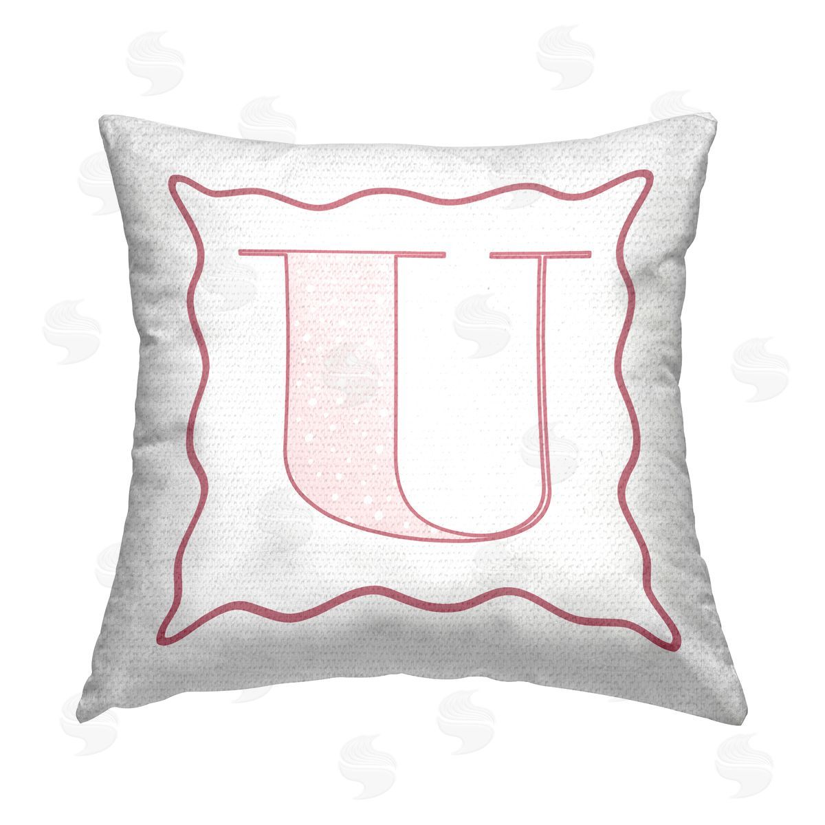 Stupell Studio Pink U Patterned Initial Outdoor Quick-Dry Polyester Printed Throw Pillow