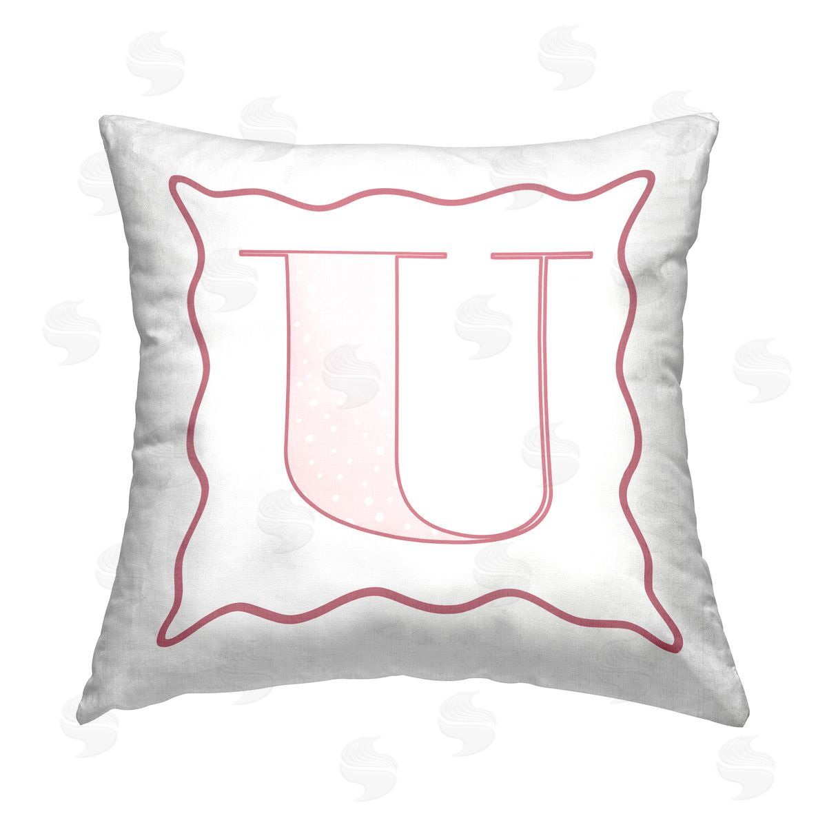 Stupell Studio Pink U Patterned Initial Printed Plush Polyester Throw Pillow