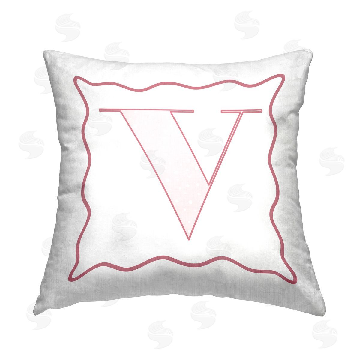 Stupell Studio Patterned V Name Initial Printed Plush Polyester Throw Pillow