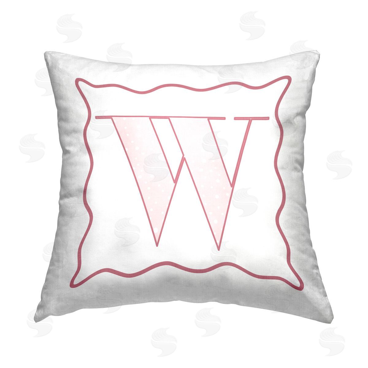Stupell Studio Pink W Patterned Initial Printed Plush Polyester Throw Pillow