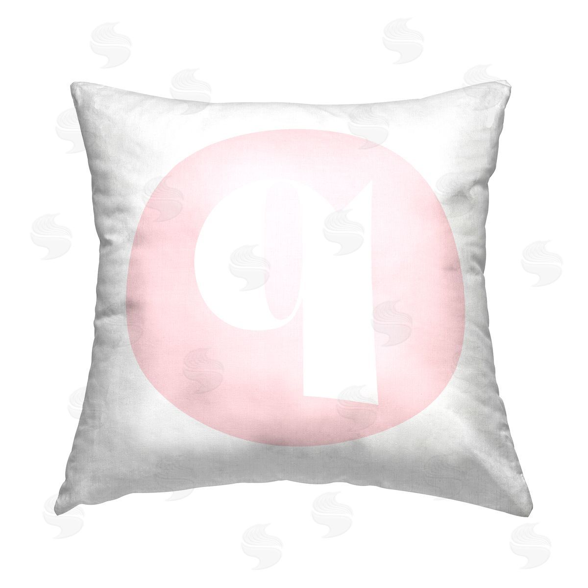 Stupell Studio Pink Q Initial Letter Printed Plush Polyester Throw Pillow