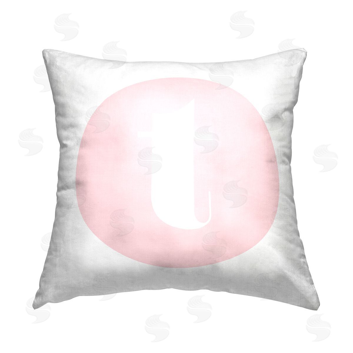 Stupell Studio Pink T Initial Letter Printed Plush Polyester Throw Pillow