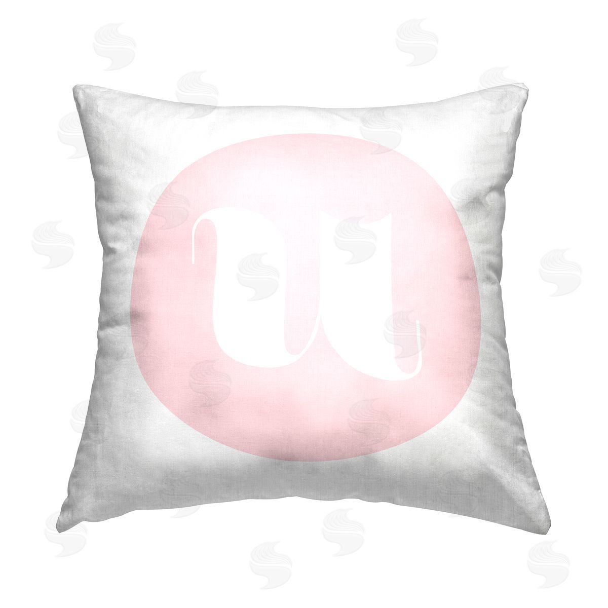 Stupell Studio Pink U Lowercase Letter Printed Plush Polyester Throw Pillow