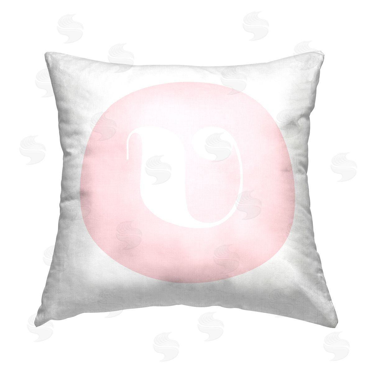 Stupell Studio Pink Lowercase V Initial Printed Plush Polyester Throw Pillow