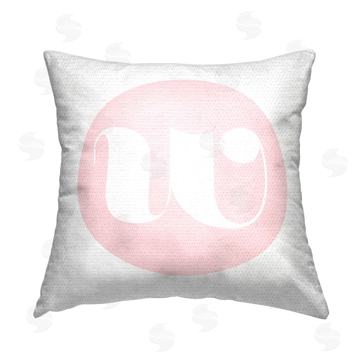 Stupell Studio Pink W Initial Letter Outdoor Quick-Dry Polyester Printed Throw Pillow