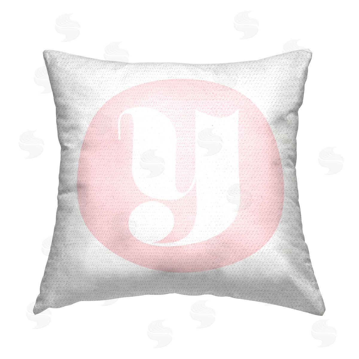 Stupell Studio Pink Lowercase Y Initial Outdoor Quick-Dry Polyester Printed Throw Pillow