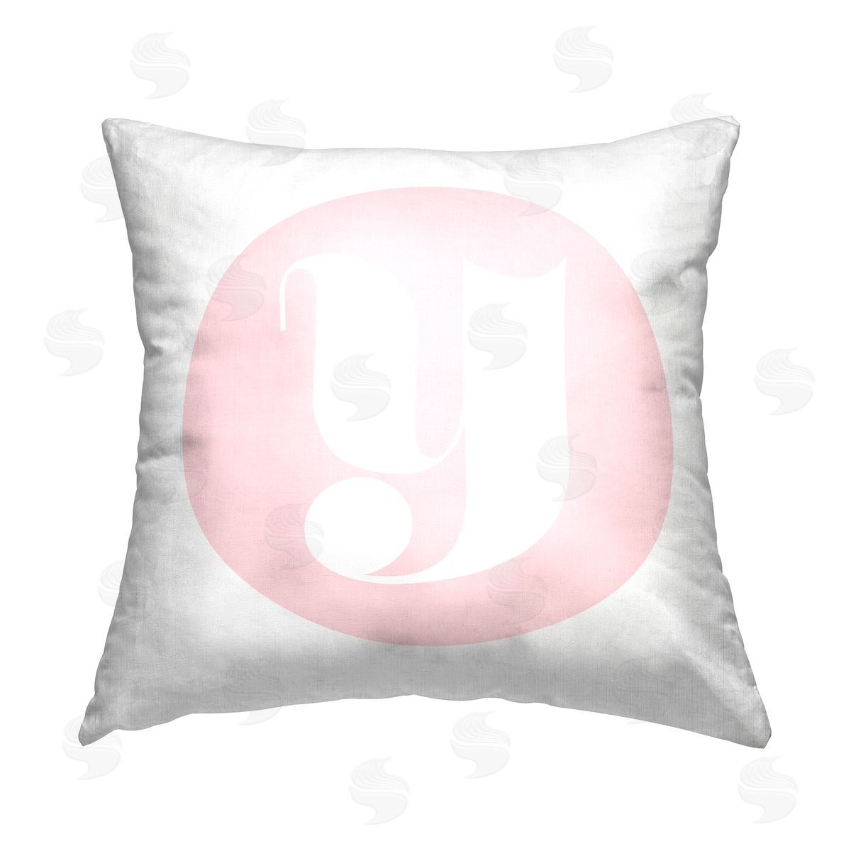 Stupell Studio Pink Lowercase Y Initial Printed Plush Polyester Throw Pillow