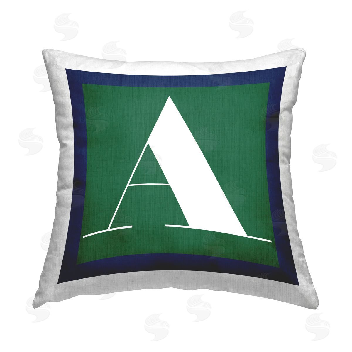 Stupell Studio Green A Initial Letter Printed Plush Polyester Throw Pillow