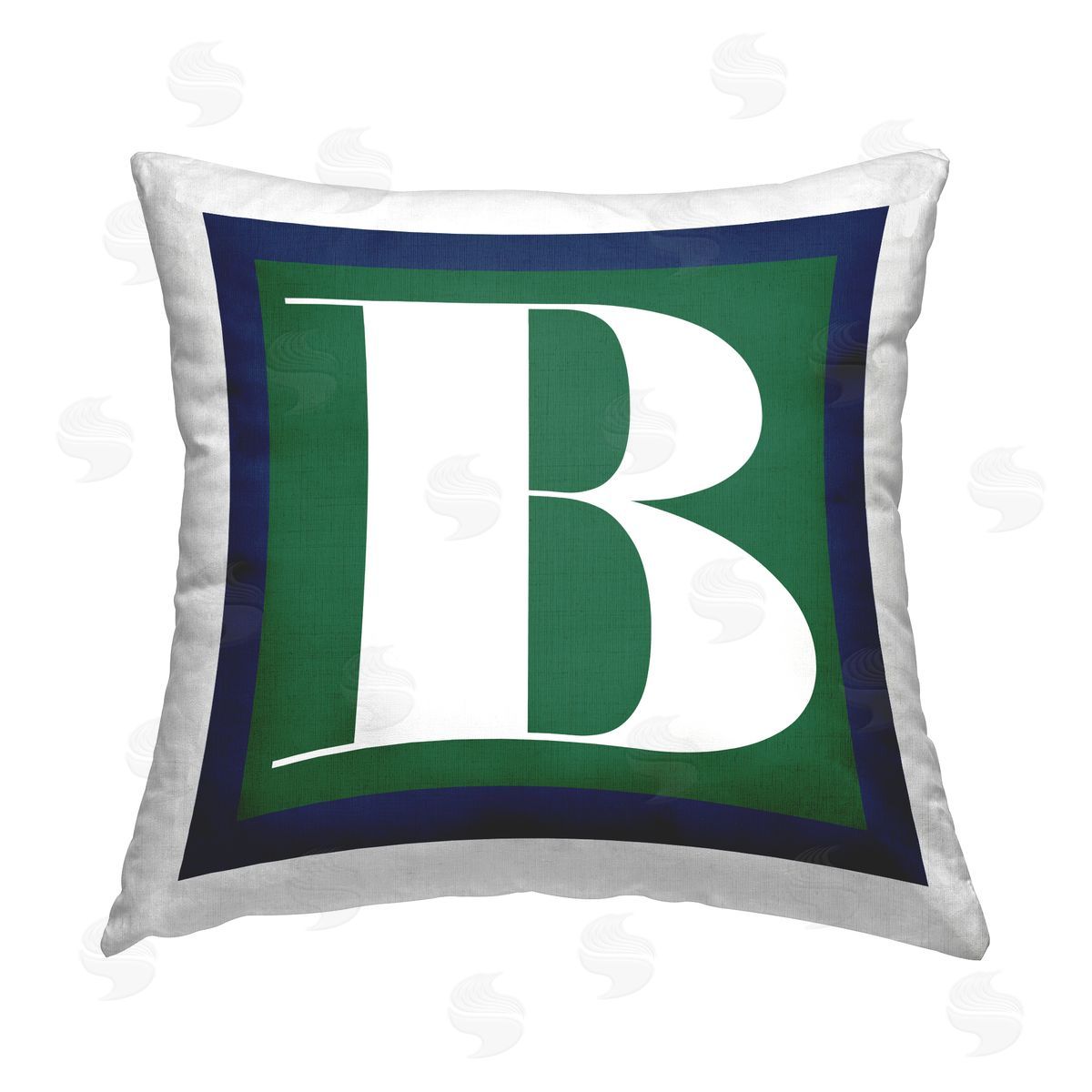 Stupell Studio Green B Name Initial Printed Plush Polyester Throw Pillow