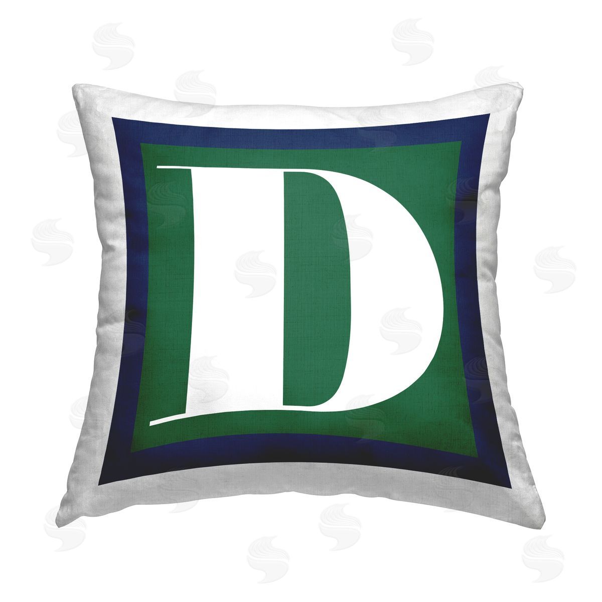 Stupell Studio Green D Alphabet Initial Printed Plush Polyester Throw Pillow
