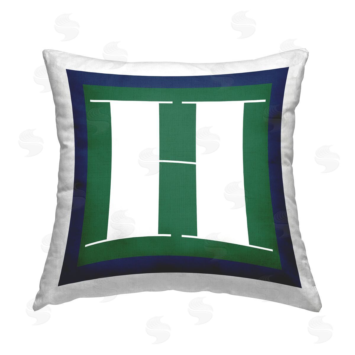 Stupell Studio Green H Alphabet Initial Printed Plush Polyester Throw Pillow