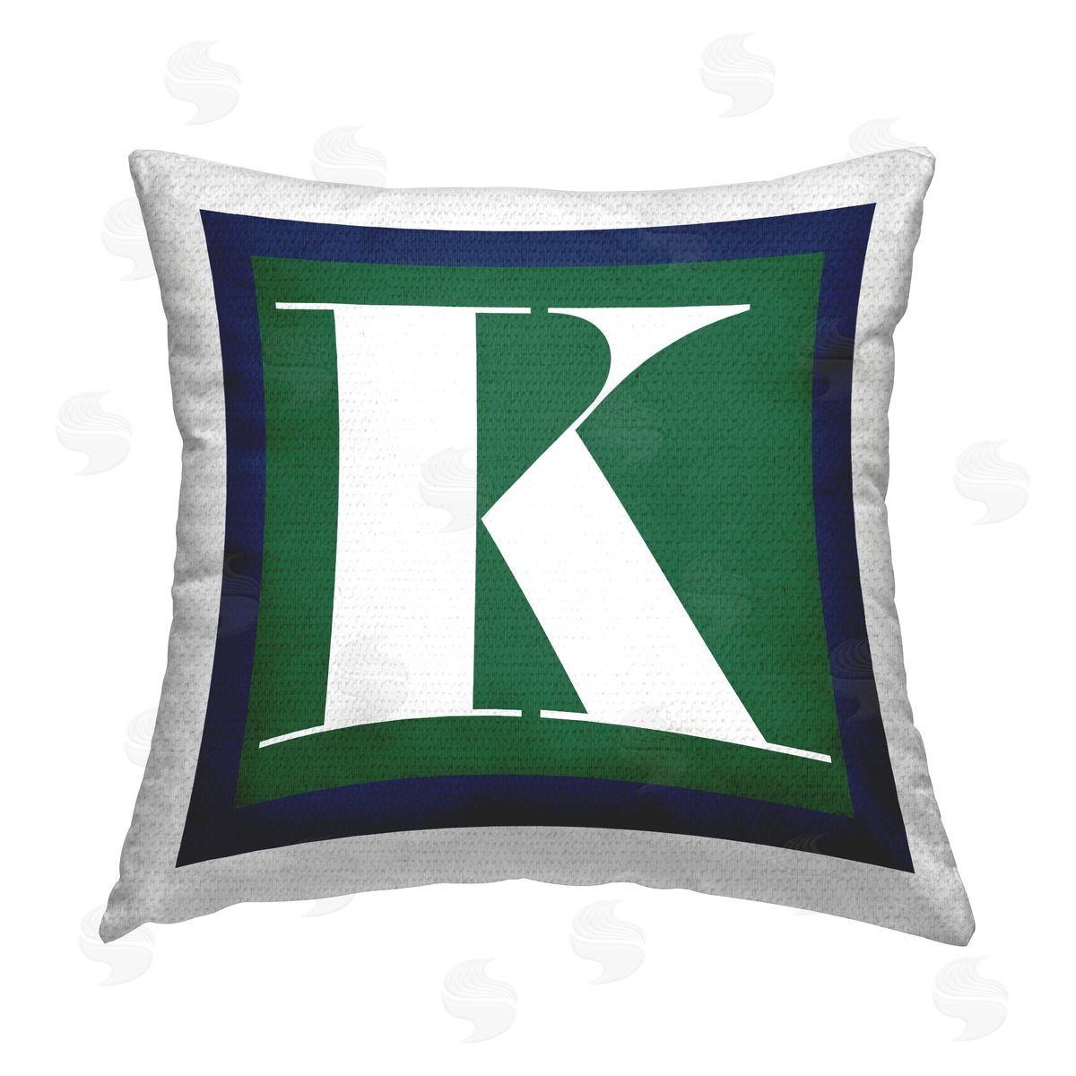 Stupell Studio Green K Alphabet Letter Outdoor Quick-Dry Polyester Printed Throw Pillow
