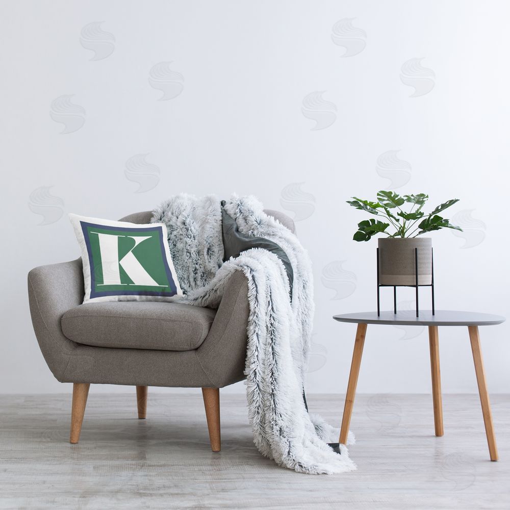 Stupell Studio Green K Alphabet Letter Printed Plush Polyester Throw Pillow On Chair